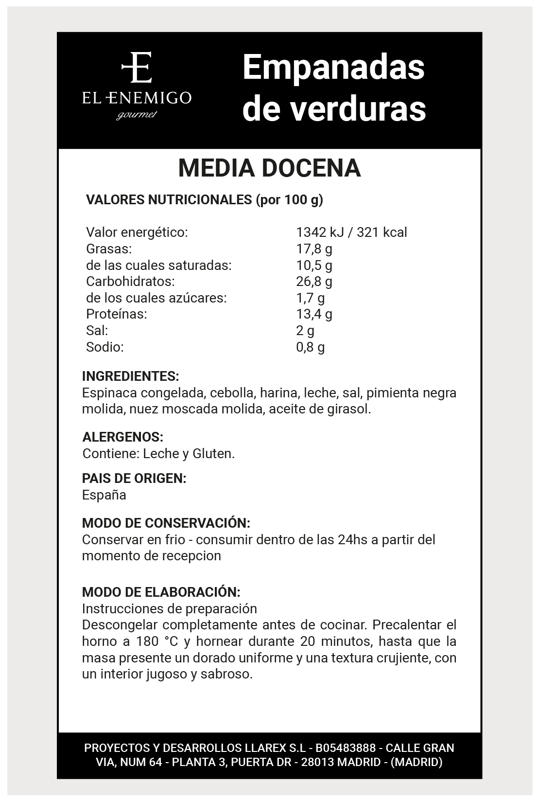 Empanadas de Verduras - Pack 6 unidades