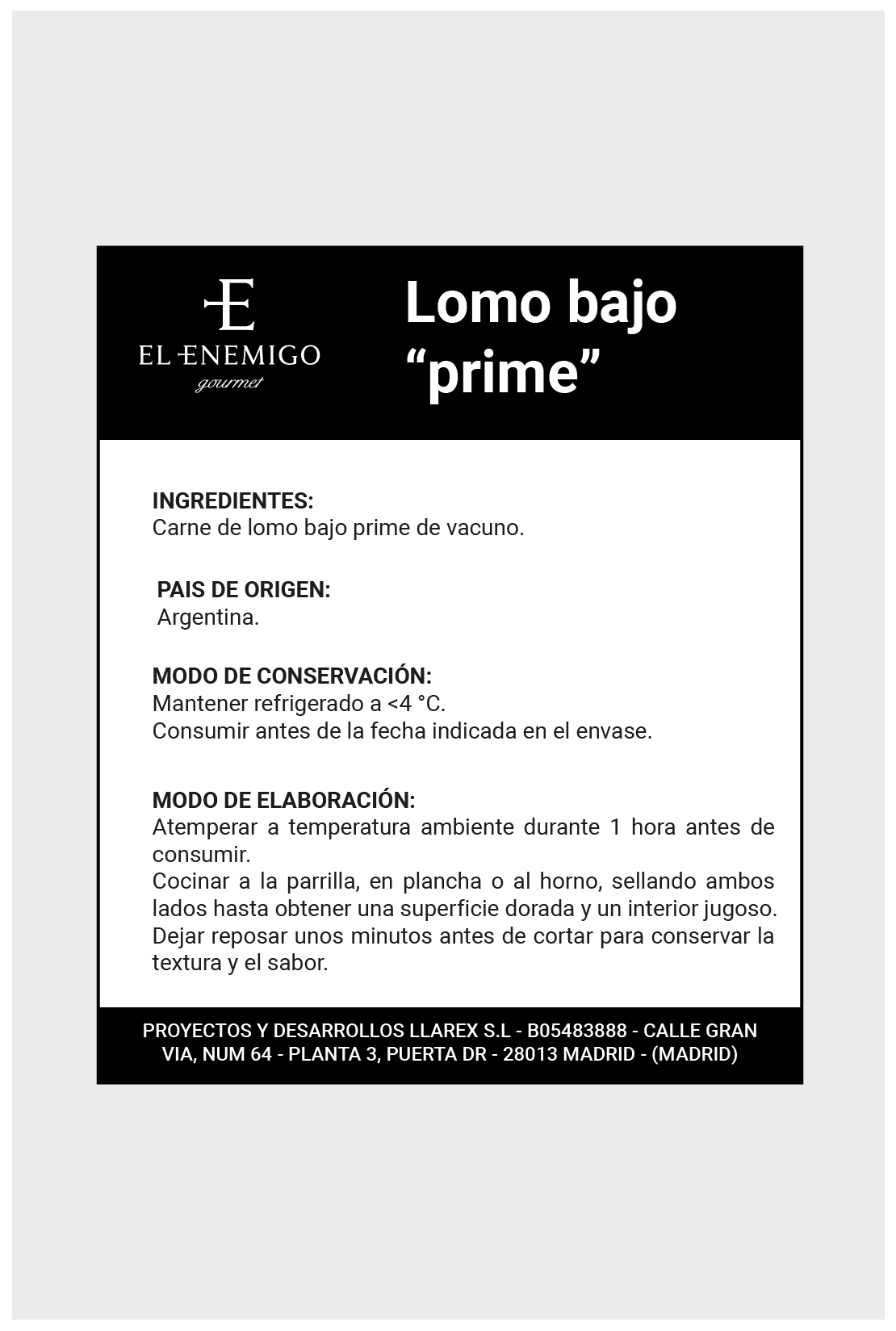 Lomo Bajo “Prime” - 300g - Carne Argentina.