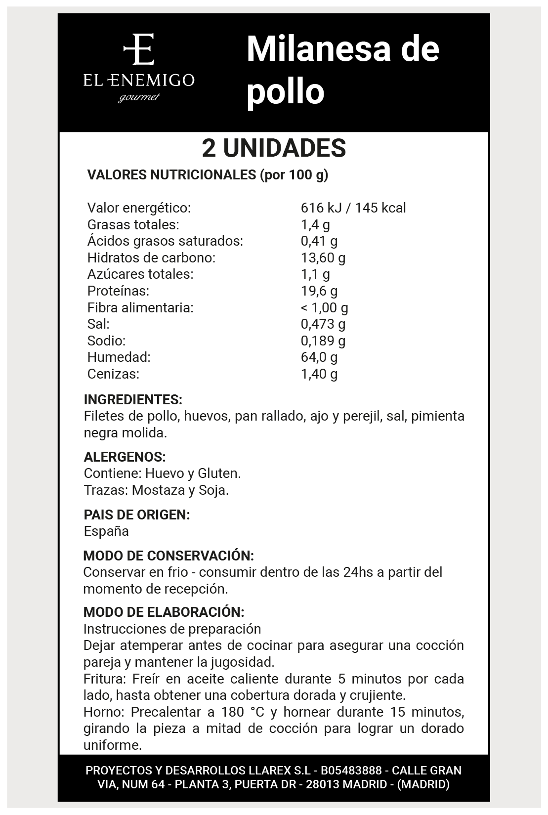 Milanesa de Pollo - 2 ud.