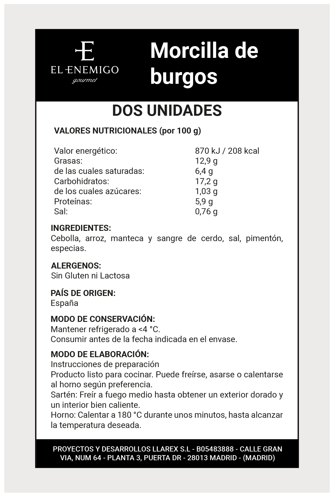 Morcilla de Burgos - Pack 2 unidades- 600gr a 700gr