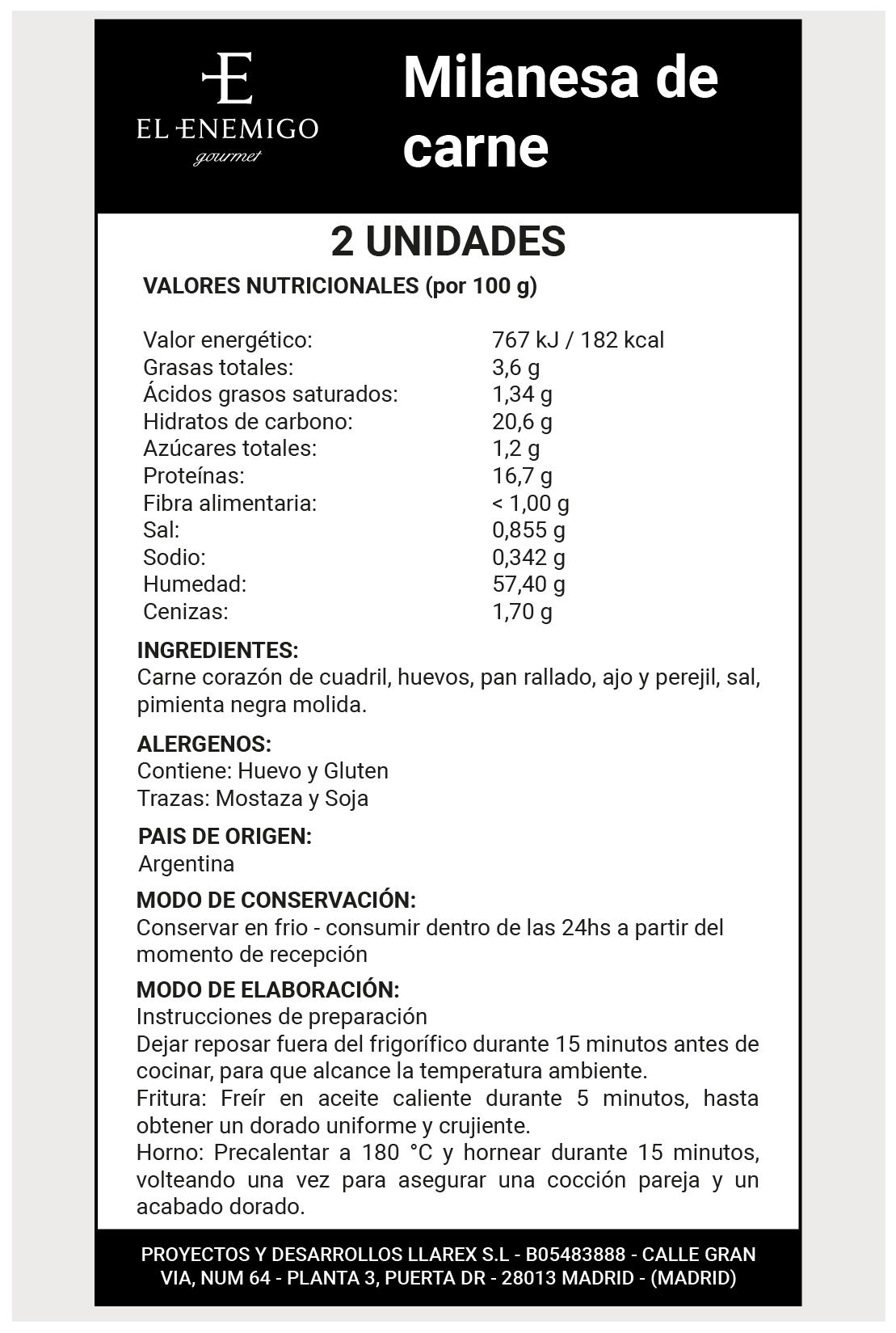 Milanesa de Carne - 2ud - Carne Argentina.