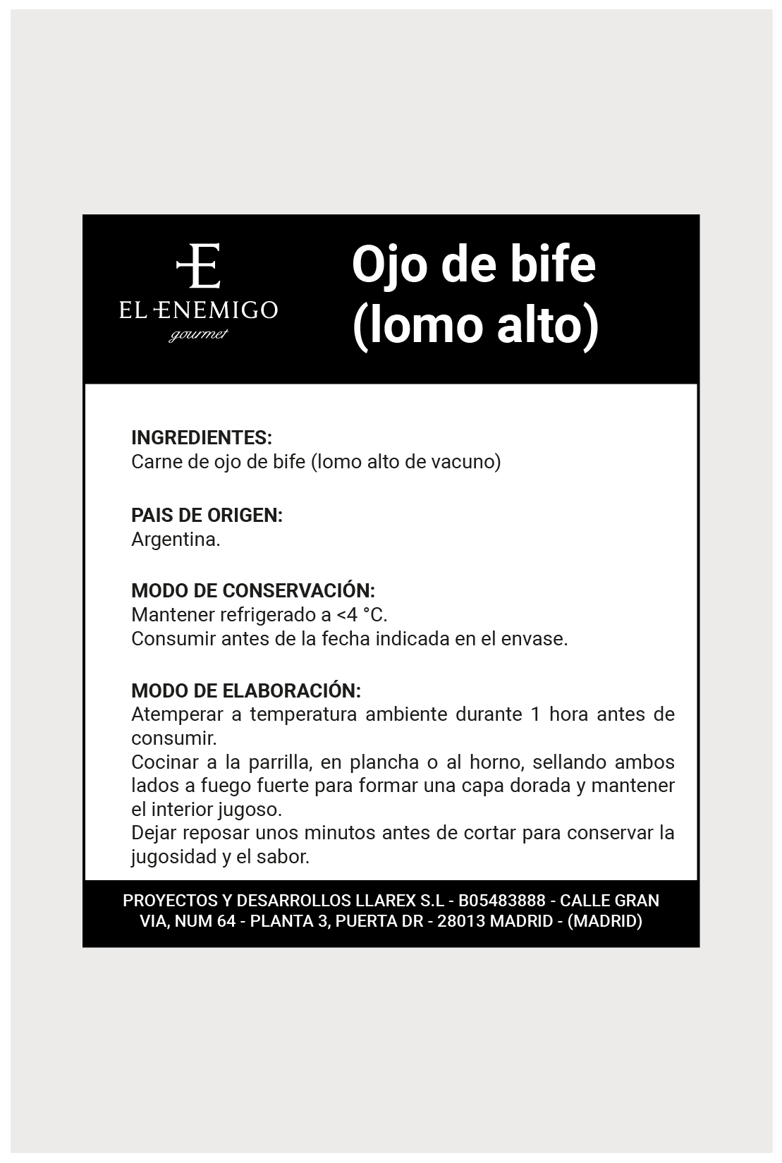 Ojo de Bife (lomo alto) - 300g - Carne Argentina.